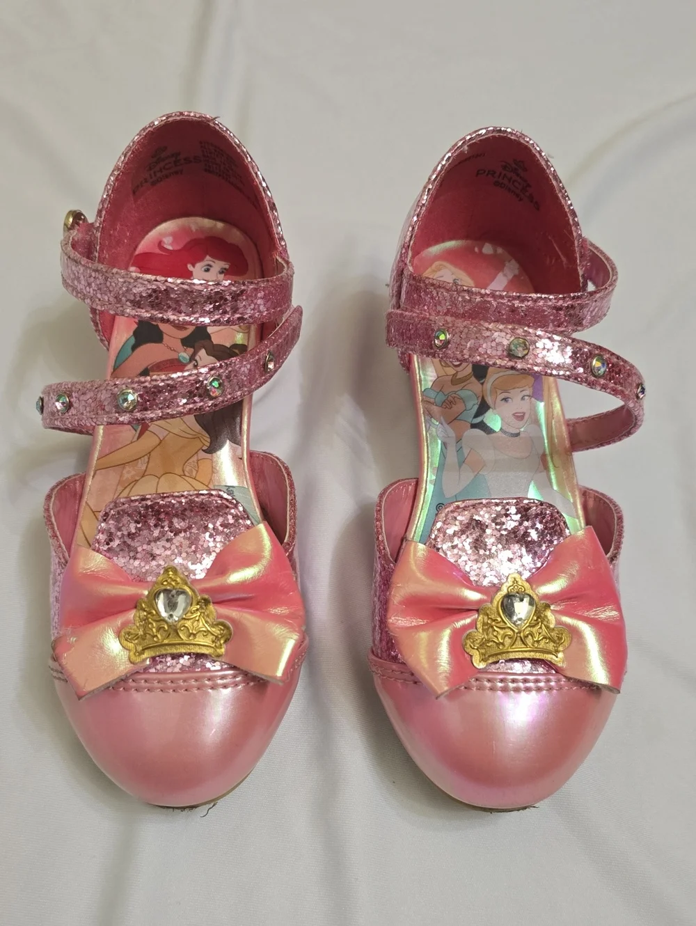 Girls Pink Sparkle Princess Bow Dress Shoes